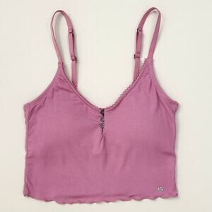 Lucky Brand Rib Knit Pink Cropped Bra Camisole